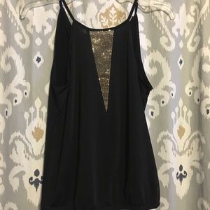 Express black tank SZ xs with gold jewels